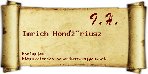 Imrich Honóriusz névjegykártya